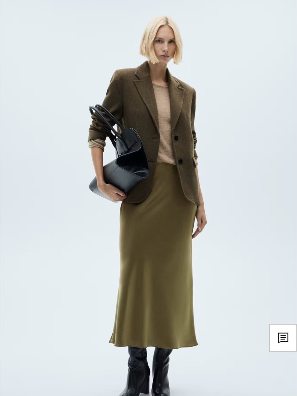 Zara Olive Satin Slip Skirt - Women